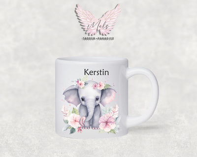 Personalisierte Kinder Tasse Elefant 5 - mit und ohne Name