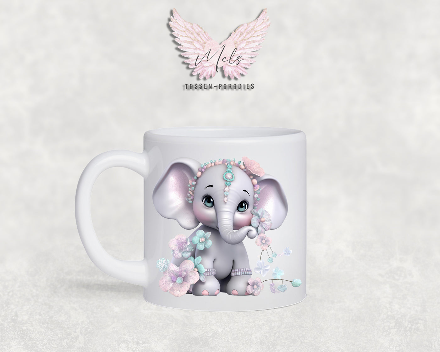 Personalisierte Kinder Tasse Elefant 7 - mit und ohne Name