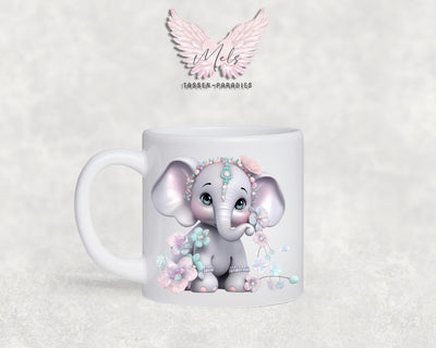 Personalisierte Kinder Tasse Elefant 7 - mit und ohne Name