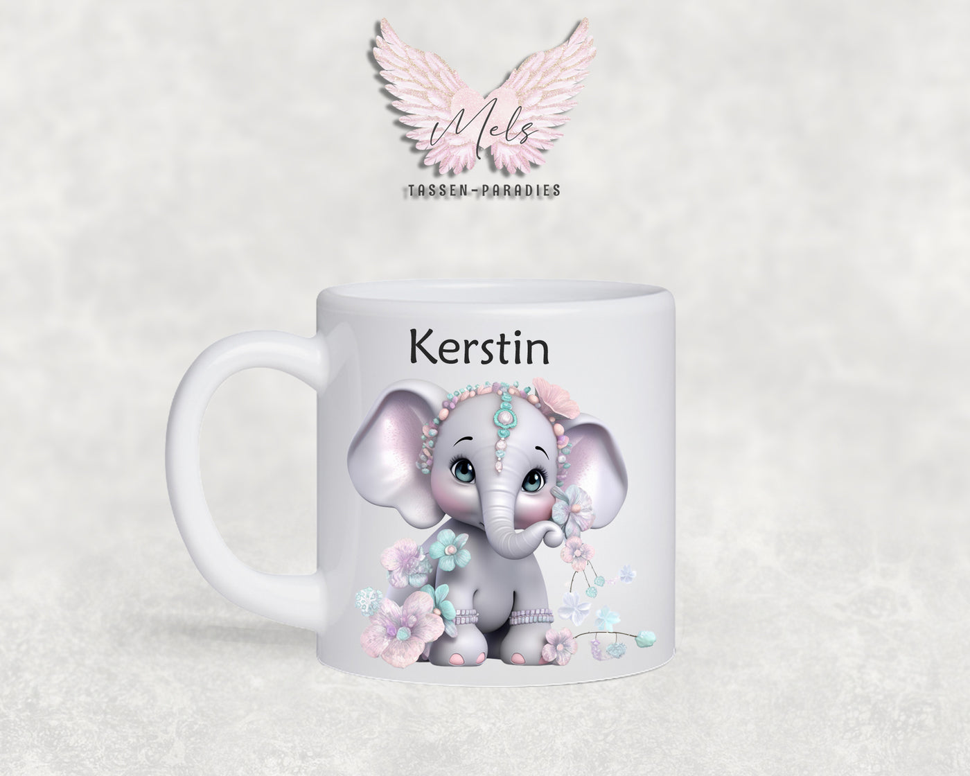Personalisierte Kinder Tasse Elefant 7 - mit und ohne Name