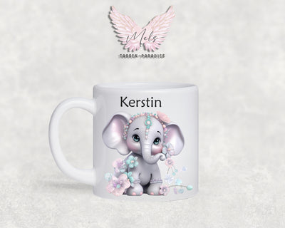 Personalisierte Kinder Tasse Elefant 7 - mit und ohne Name