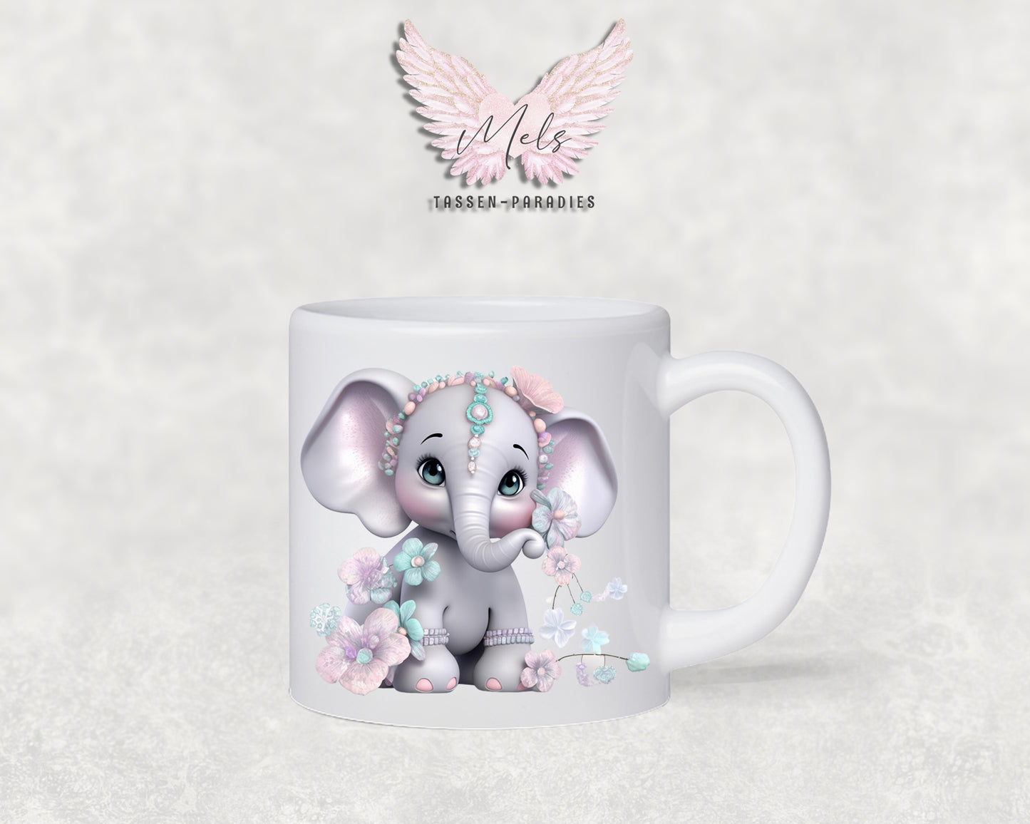 Personalisierte Kinder Tasse Elefant 7 - mit und ohne Name