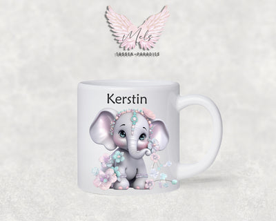 Personalisierte Kinder Tasse Elefant 7 - mit und ohne Name