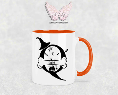 Halloween-Alphabet mit Name - Personalisierte Keramik-Tasse Orange