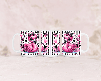 Tasse mit süßen Flamingo mit schwarzer Schleife 2