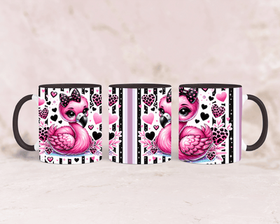 Tasse mit süßen Flamingo mit schwarzer Schleife 2