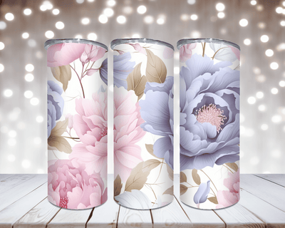 Thermobecher „Pfingstrosen in Rose und Lila“