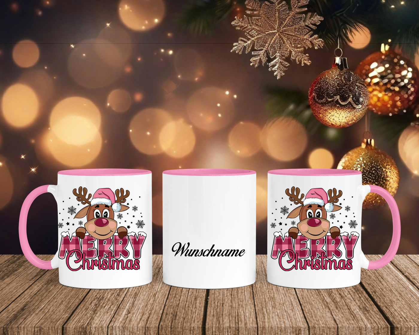 Merry Christmas - Tasse mit Bild – mit oder ohne Wunschname