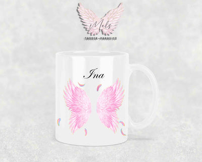 Weil Engel nicht überall sein können.... - Engelsflügel mit Name personalisiert - Tasse