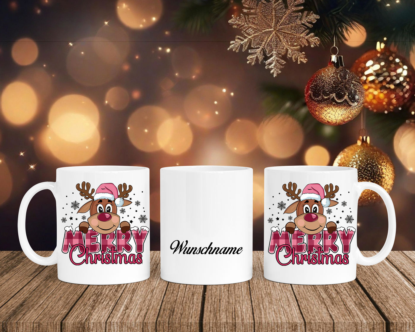 Merry Christmas - Tasse mit Bild – mit oder ohne Wunschname