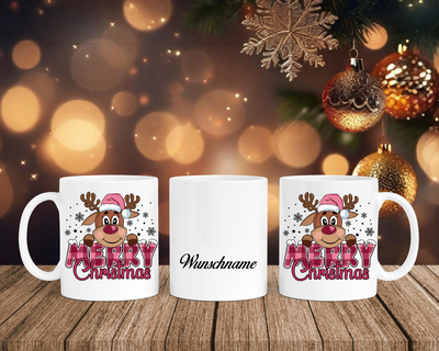 Merry Christmas - Tasse mit Bild – mit oder ohne Wunschname