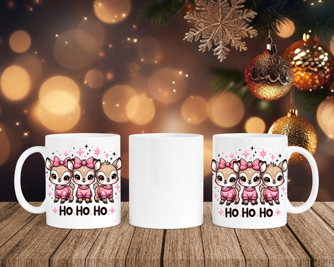 Christmas Renntiere mit Sterne - Tasse mit Bild – mit oder ohne Wunschname