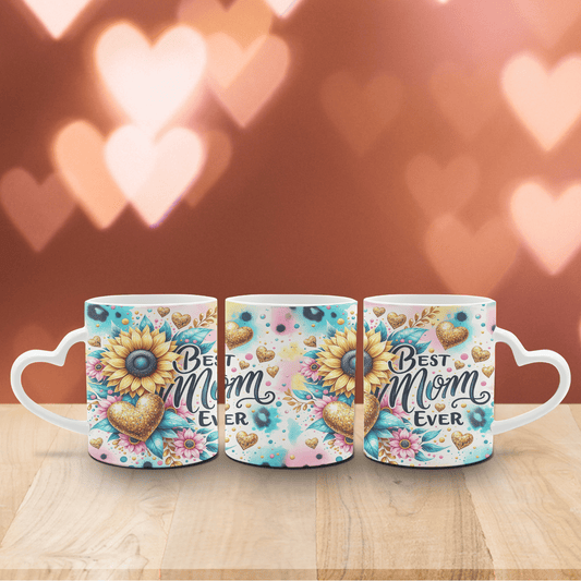 Tasse Weiß mit Herzhenkel und Spruch „Best Mom Ever“ 4