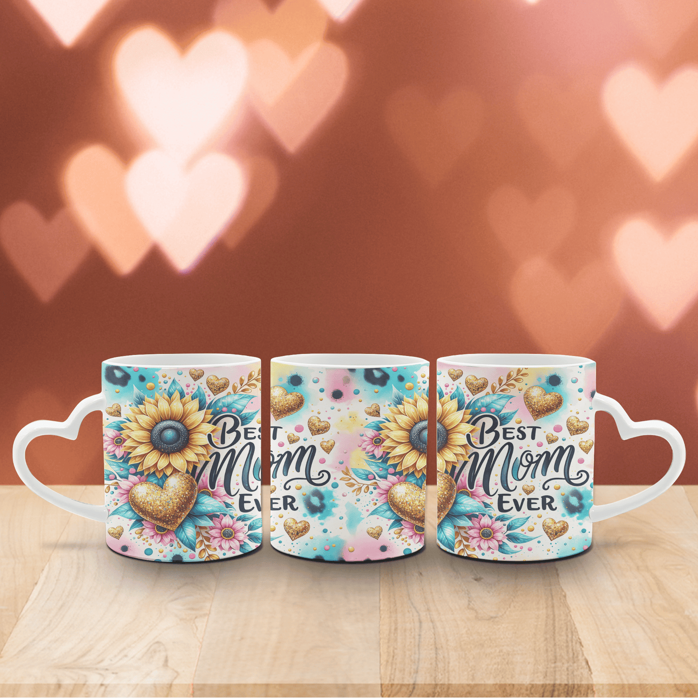 Tasse Weiß mit Herzhenkel und Spruch „Best Mom Ever“ 4