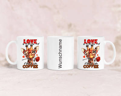 Tasse mit niedlicher Giraffe und dem Spruch „Love"