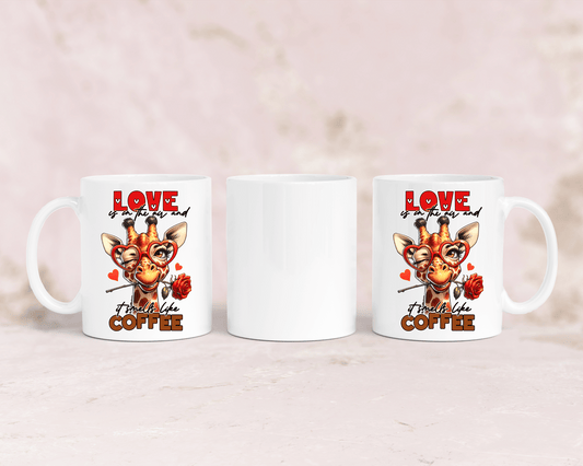 Tasse mit niedlicher Giraffe und dem Spruch „Love