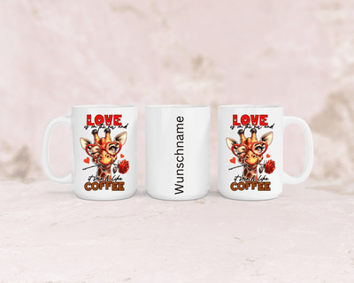 Tasse mit niedlicher Giraffe und dem Spruch „Love"