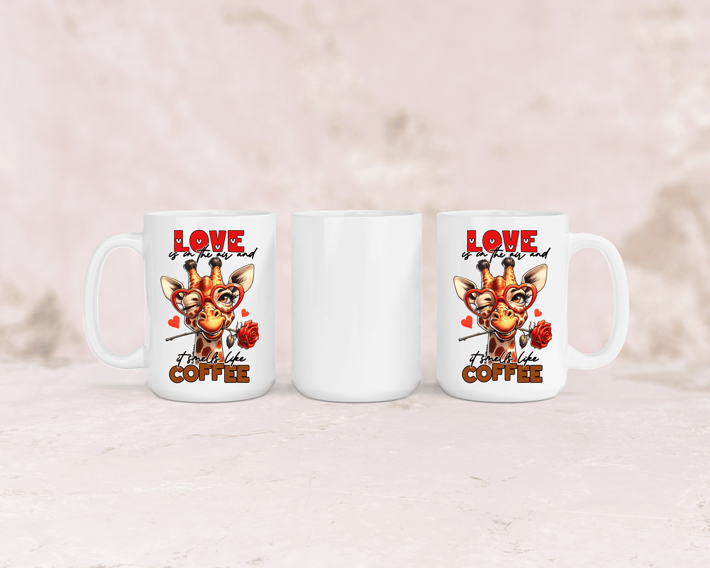 Tasse mit niedlicher Giraffe und dem Spruch „Love"