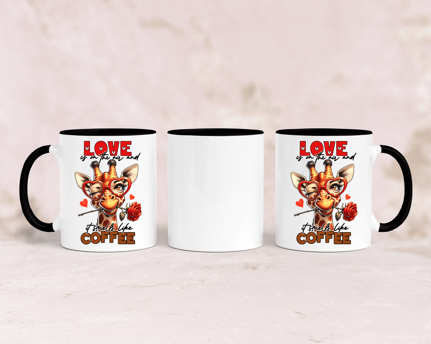 Tasse mit niedlicher Giraffe und dem Spruch „Love"
