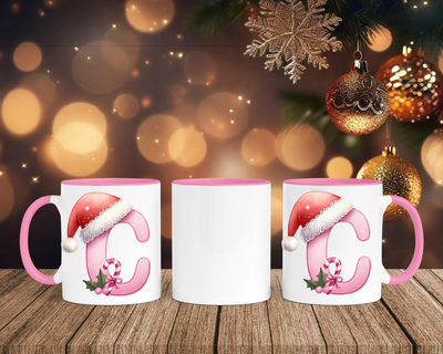 Personalisierte Keramik-Tasse in Rosa - mit Christmas Pink-Alphabet & Namen