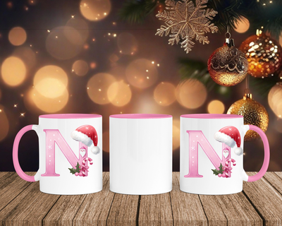 Personalisierte Keramik-Tasse in Rosa - mit Christmas Pink-Alphabet & Namen