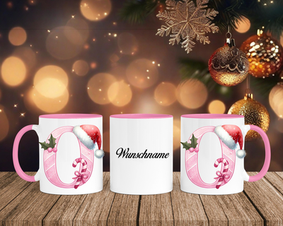 Personalisierte Keramik-Tasse in Rosa - mit Christmas Pink-Alphabet & Namen