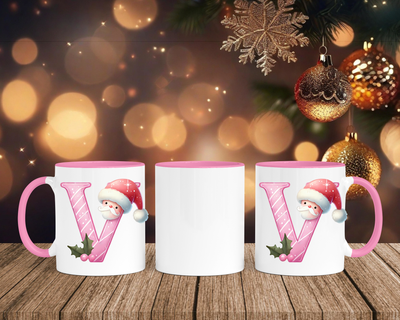 Personalisierte Keramik-Tasse in Rosa - mit Christmas Pink-Alphabet & Namen