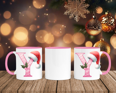 Personalisierte Keramik-Tasse in Rosa - mit Christmas Pink-Alphabet & Namen