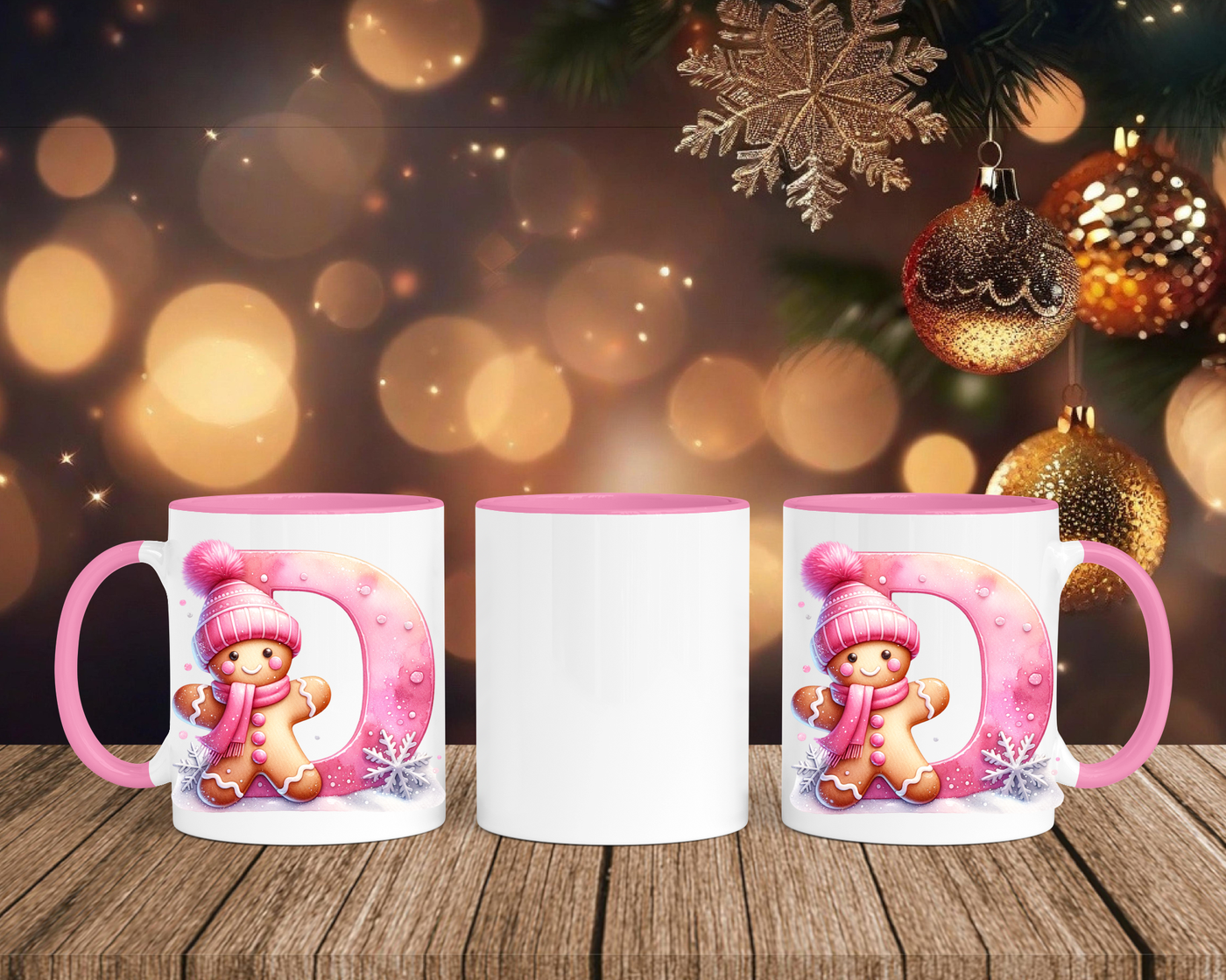 Personalisierte Keramik-Tasse in Rosa - mit Lebkuchen Pink-Alphabet & Namen