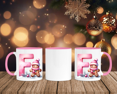 Personalisierte Keramik-Tasse in Rosa - mit Lebkuchen Pink-Alphabet & Namen