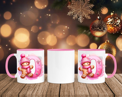 Personalisierte Keramik-Tasse in Rosa - mit Lebkuchen Pink-Alphabet & Namen