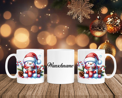 Christmas Schneemann 2 - Tasse mit Bild – mit oder ohne Wunschname