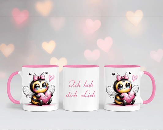 Ich hab dich Lieb - Tasse Weiß/Rosa mit verschiedenen Motiven