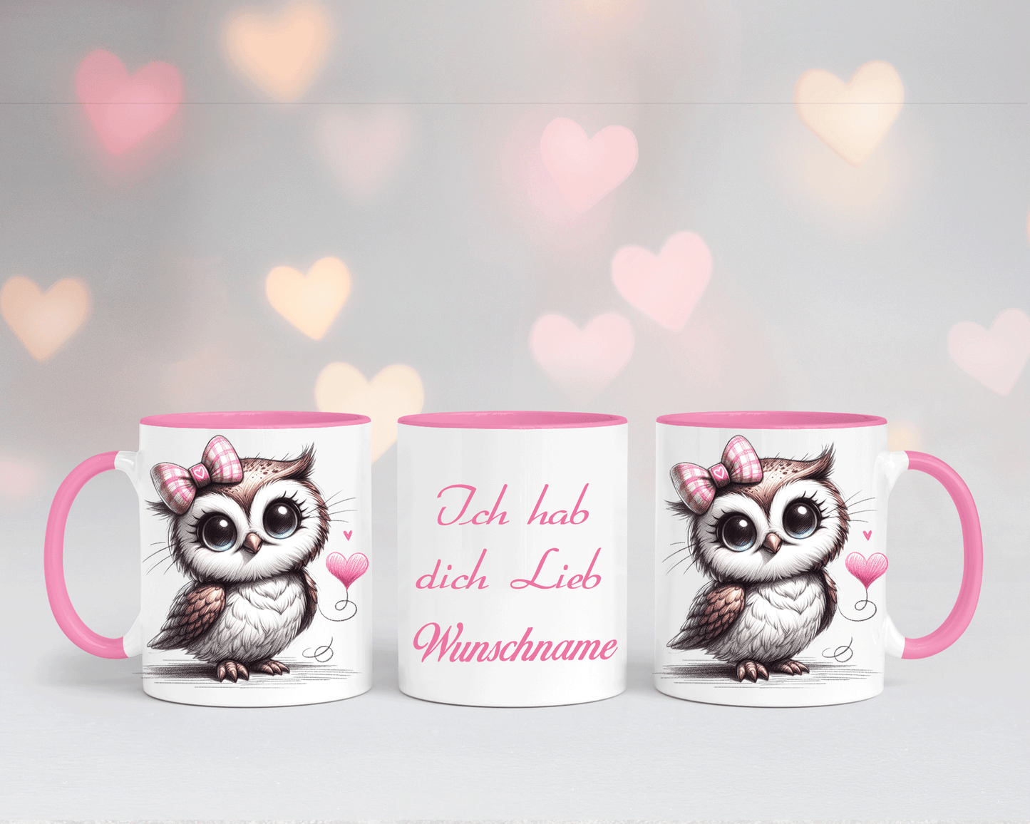 Ich hab dich Lieb - Tasse Weiß/Rosa mit verschiedenen Motiven