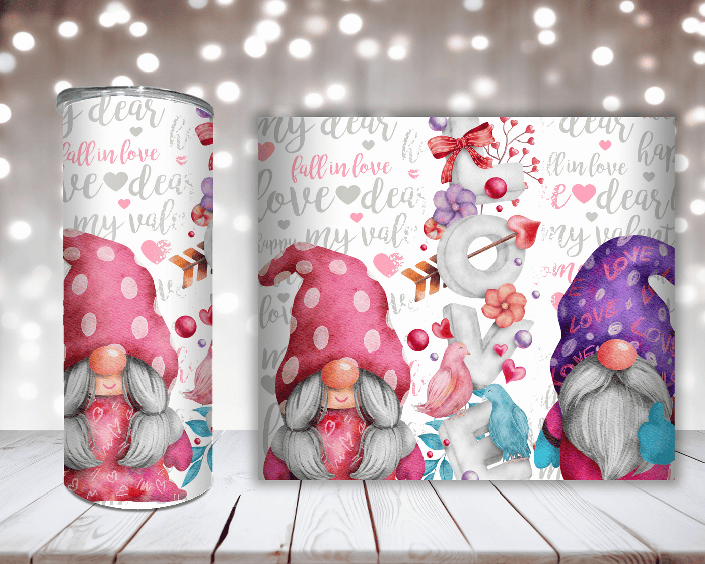 Thermobecher „2 Süße Wichtel mit Love-Schriftzug