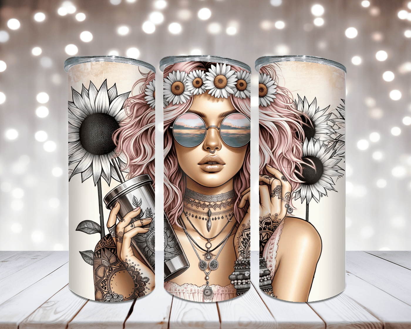 Thermobecher „Flower Power Woman Design 2“