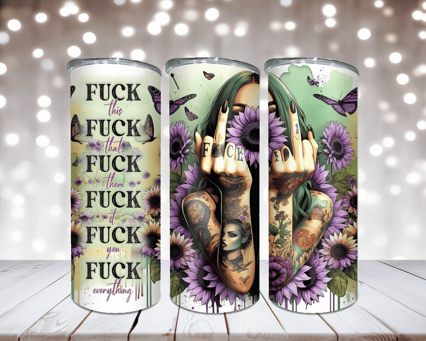 Thermobecher Woman mit Mittelfinger und Spruch Fuck this