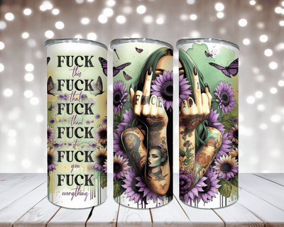 Thermobecher Woman mit Mittelfinger und Spruch Fuck this