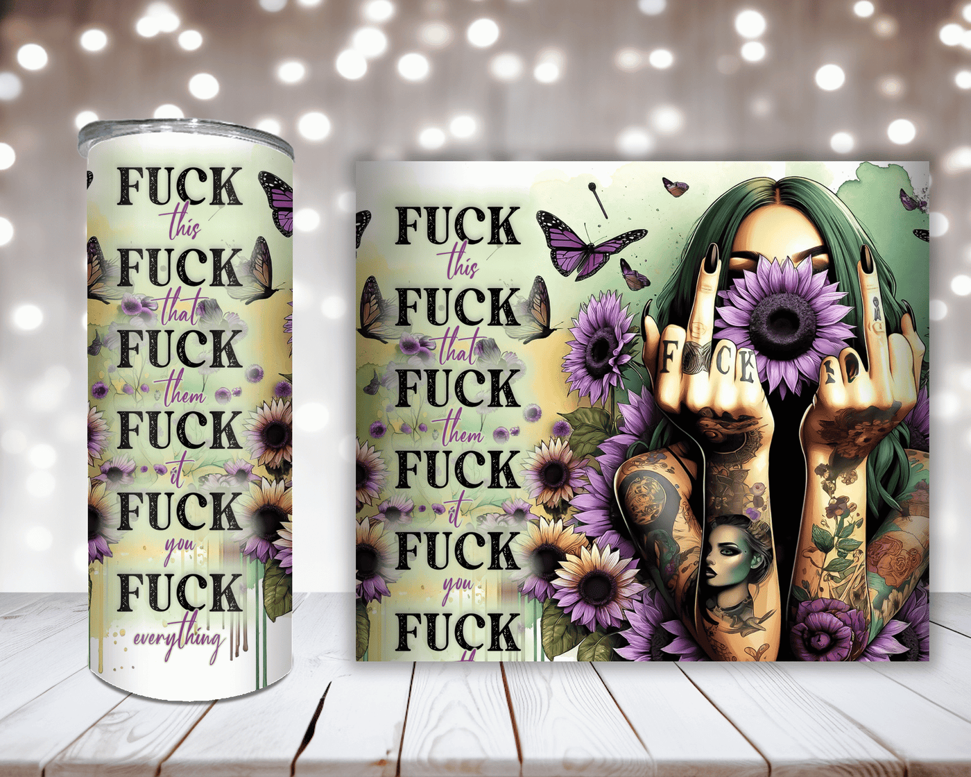 Thermobecher Woman mit Mittelfinger und Spruch Fuck this