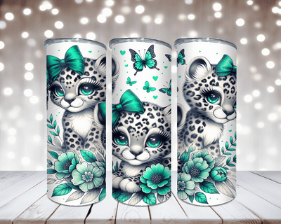 Thermobecher „Niedliche Leoparden mit Schleife“