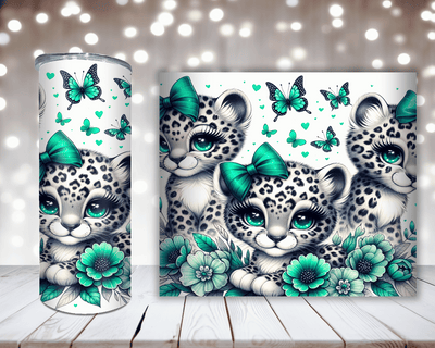 Thermobecher „Niedliche Leoparden mit Schleife“