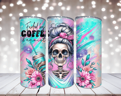 Thermobecher Niedliche Skull Woman mit Coffee Spruch