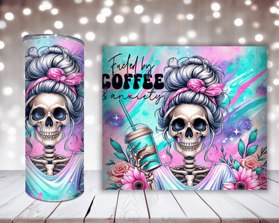 Thermobecher Niedliche Skull Woman mit Coffee Spruch