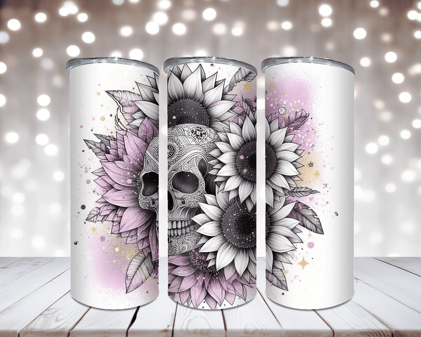 Thermobecher Skull mit Sonnenblumen