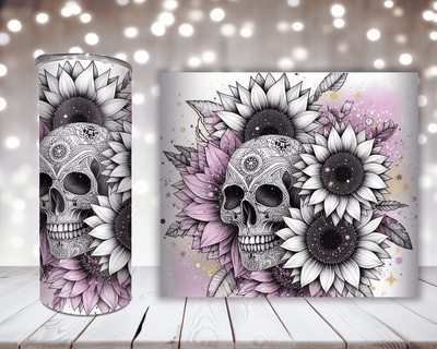 Thermobecher Skull mit Sonnenblumen