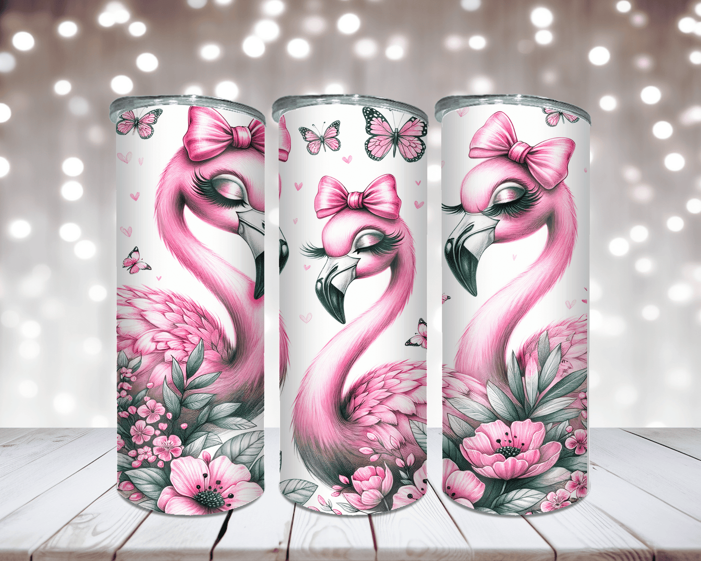 Thermobecher „Süße Flamingo mit Schleife“