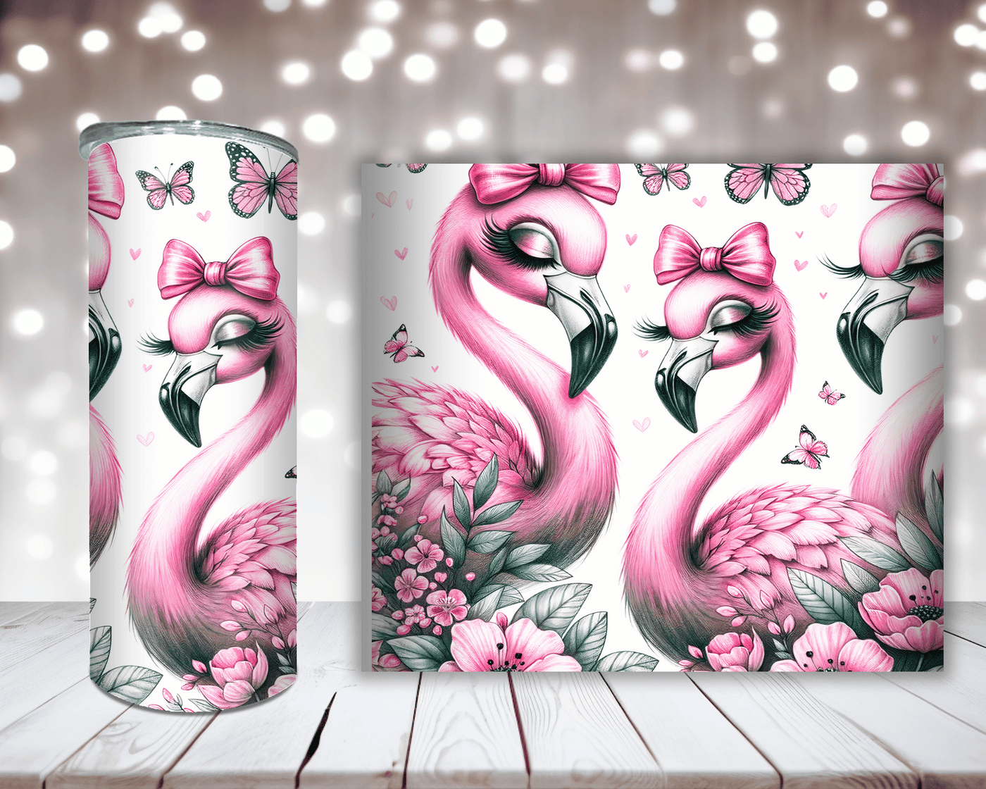 Thermobecher „Süße Flamingo mit Schleife“