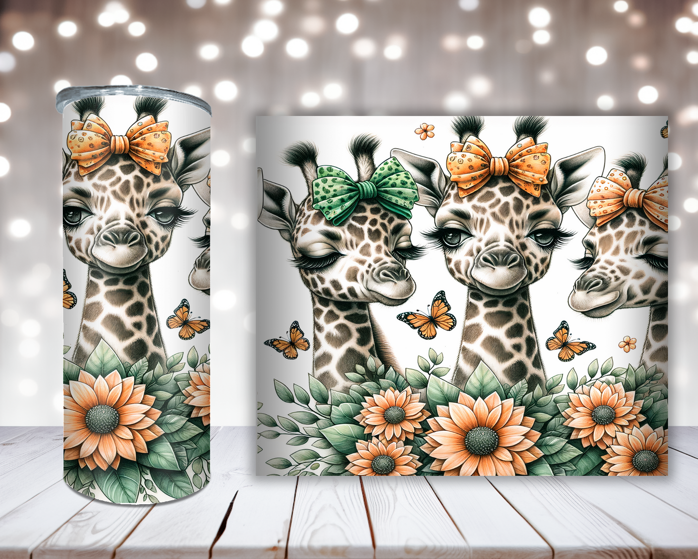 Thermobecher „Süße Giraffen mit Schleife“