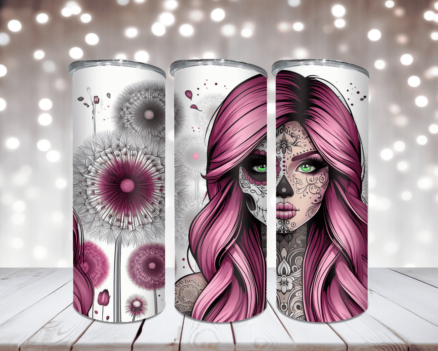 Thermobecher Sugar Skull Girl mit Pusteblume