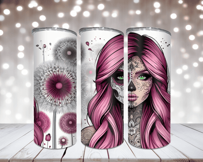 Thermobecher Sugar Skull Girl mit Pusteblume